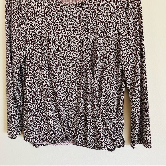 LAUNDRY BY Shelli Segal Women's Brown/White Long Sleeve Blouse Top Size Medium - Picture 2 of 7